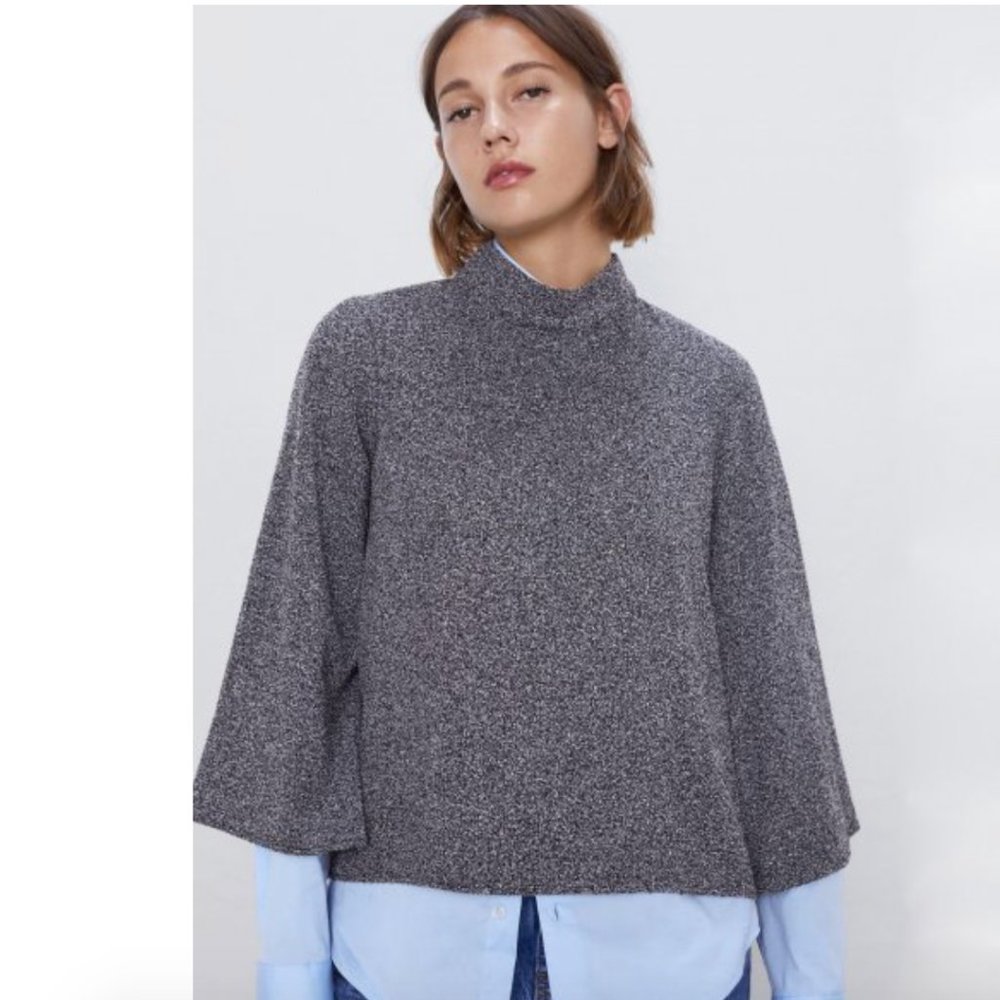 Zara Mock Neck Flecked Top